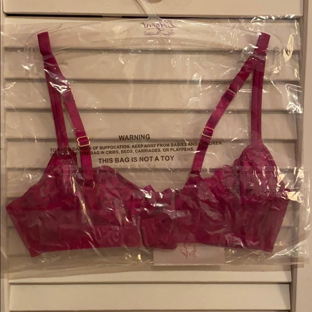 NWT L’Agent by AP Odessa Mesh Demi Bra, Cerise - Picture 5 of 12